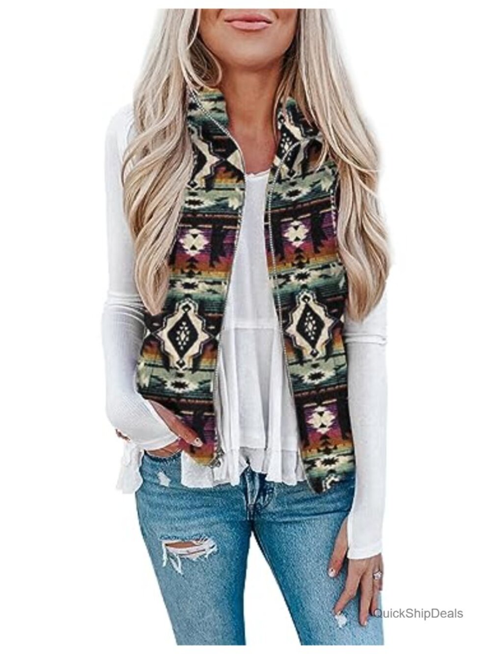 LOMON Womens Fuzzy Sherpa Fleece Vest Lightweight Sleeveless Zipper Cardigan